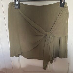 Francesca's Collections Olive Tie-Front Mini Skirt
